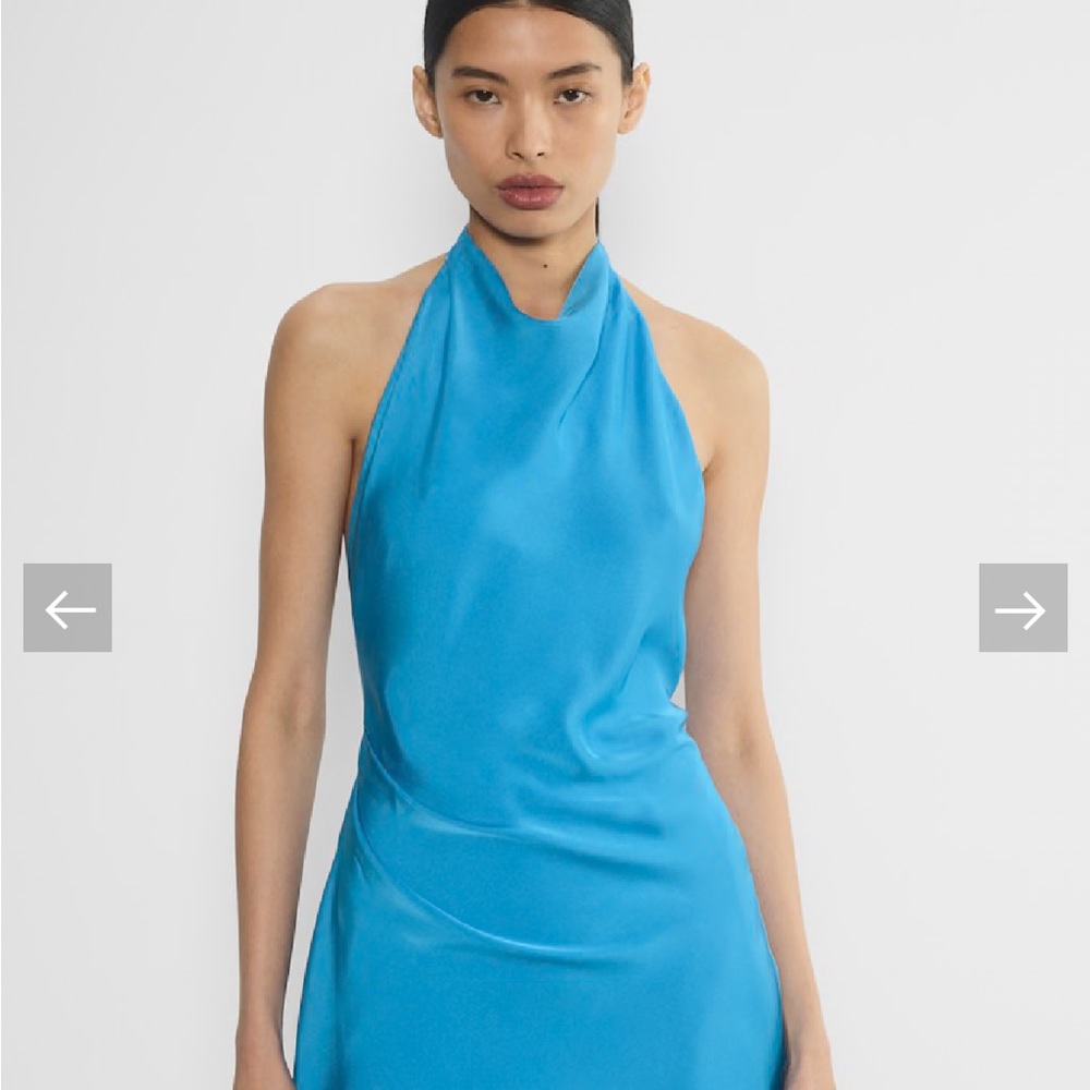 Aritzia Blue Satin Mini halter dress